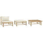 vidaXL Salon de jardin 3 Pièces avec coussins blanc crème Bambou
