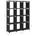 vidaXL Étagère d'affichage 12 cubes Noir 103x30x141 cm Tissu