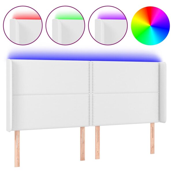 vidaXL Tête de lit à LED Blanc 203x16x118/128 cm Similicuir