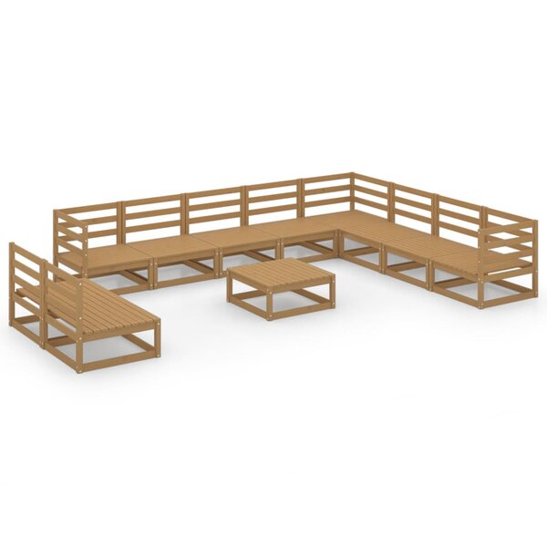 vidaXL Salon de jardin 11 Pièces marron miel bois de pin massif
