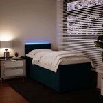 vidaXL Sommier à lattes de lit avec matelas bleu 90x200 cm velours