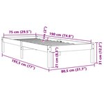 vidaXL Cadre de lit cire marron 75x190 cm bois de pin massif