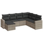 vidaXL Salon de jardin avec coussins 7 Pièces gris clair résine tressée
