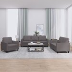 vidaXL Ensemble de canapés 3 Pièces avec coussins Gris Similicuir