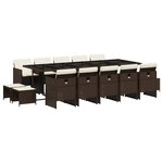 vidaXL Ensemble à manger de jardin avec coussins 15 Pièces marron rotin
