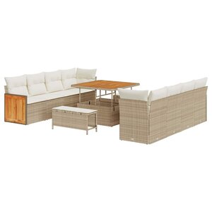 vidaXL Ensemble de canapé de jardin 11 Pièces Beige et crème