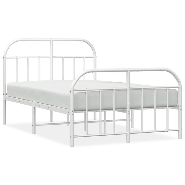 vidaXL Cadre de lit métal avec tête de lit/pied de lit blanc 120x190cm
