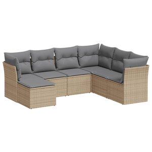 vidaXL Salon de jardin avec coussins 7 Pièces beige résine tressée