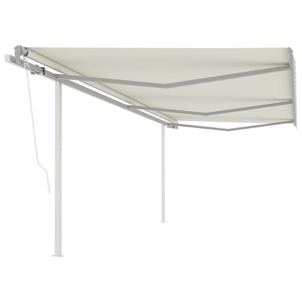 vidaXL Auvent automatique rétractable avec poteaux 6x3 m Crème
