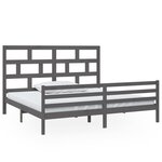 vidaXL Cadre de lit Gris Bois de pin massif 200x200 cm