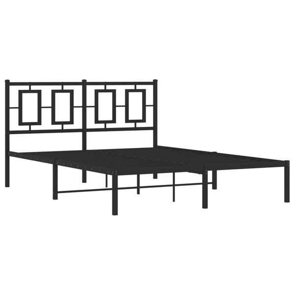 vidaXL Cadre de lit métal avec tête de lit noir 140x200 cm