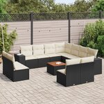 vidaXL Salon de jardin 12 Pièces avec coussins noir résine tressée