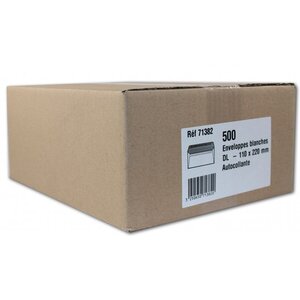 500 enveloppes blanches - 110 x 220mm - auto-collantes - gpv