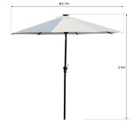 Parasol octogonal inclinable Ø 2 7 x 2 4 m lumineux solaire 24 LED polyester haute densité 180 g/m² crème