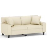 vidaXL Canapé 2 places avec oreillers crème 140 cm similicuir