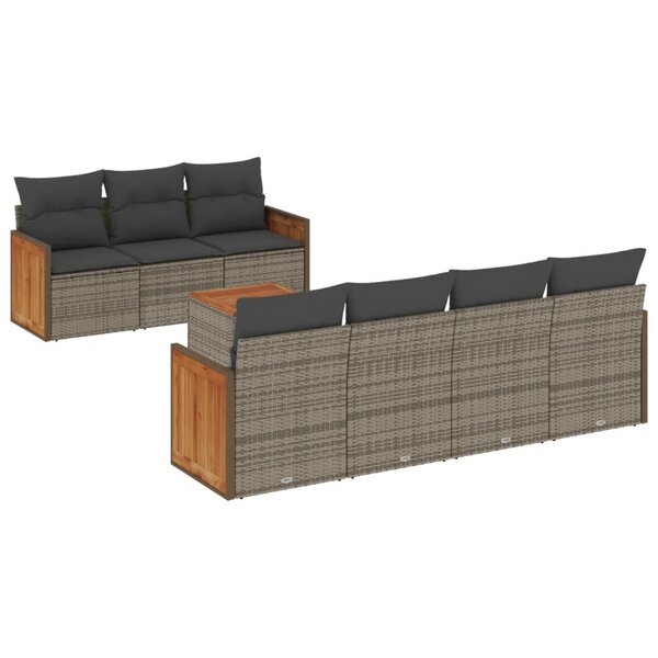 vidaXL Salon de jardin 8 Pièces avec coussins gris résine tressée