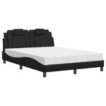 vidaXL Lit avec matelas noir 140x200 cm similicuir