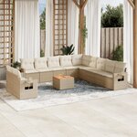 vidaXL Salon de jardin avec coussins 12 Pièces beige résine tressée