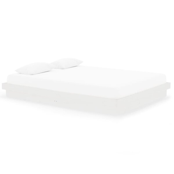 vidaXL Cadre de lit Blanc Bois massif 150x200 cm Très grand