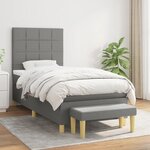 vidaXL Sommier à lattes de lit et matelas Gris foncé 90x190 cm Tissu