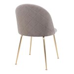 2 chaises de salle à manger en velours gris avec pieds en laiton