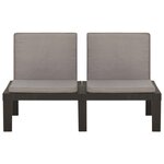 vidaXL Salon de jardin 2 Pièces avec coussins Plastique Gris