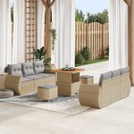 Ensemble de canapé de jardin 9 pièces vidaXL avec coussins beige en poly rattan
