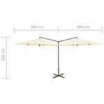 vidaXL Parasol double avec mât en acier Sable 600 cm