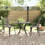 vidaXL Ensemble de bistrot 3 Pièces bronze aluminium coulé