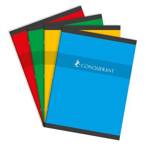 Cahier agrafé 24 x 32 cm 192 pages 70g Quadrillé 5x5 coloris aléatoire CONQUÉRANT