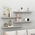 vidaXL Étagères murales flottantes 4 Pièces gris béton 120x23 5x3 8cm MDF