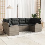 vidaXL Ensemble de Canapé de Jardin de 6 Pièces avec Coussins Gris Poly Rattan