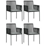 vidaXL Ensemble à manger de jardin coussins 5Pièces noir rotin et acier