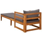 vidaXL Chaise longue avec coussins gris foncé Bois d'acacia solide