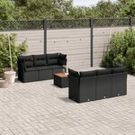 vidaXL Salon de jardin 7 Pièces avec coussins noir résine tressée