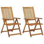 vidaXL Chaises inclinables de jardin 2 Pièces avec coussins Bois d'acacia