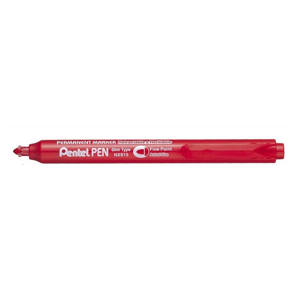 Marqueur permanent rétractable pentel pen nxs15 corps fin rouge x 12 pentel