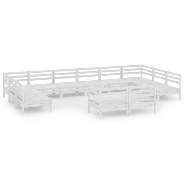 vidaXL Salon de jardin 12 Pièces Blanc Bois de pin massif