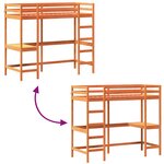 vidaXL Lit superposé avec bureau cire marron 80x200 cm bois pin massif