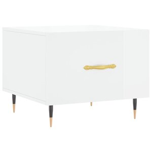 vidaXL Table basse blanc brillant 50x50x40 cm bois d'ingénierie