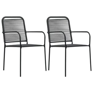 vidaXL Chaises de jardin lot de 2 Corde en coton et acier Noir