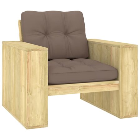 vidaXL Chaise de jardin avec coussins taupe Bois de pin imprégné