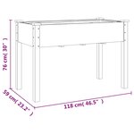 vidaXL Jardinière avec doublure gris 118x59x76 cm bois massif de sapin