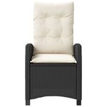 vidaXL Chaise inclinable de jardin avec coussins noir résine tressée