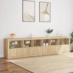vidaXL Buffet avec lumières LED chêne sonoma 283x37x67 cm