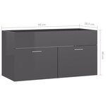 vidaXL Armoire d'évier avec lavabo intégré Gris brillant Aggloméré