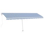vidaXL Auvent automatique capteur de vent/LED 600x300 cm Bleu et blanc