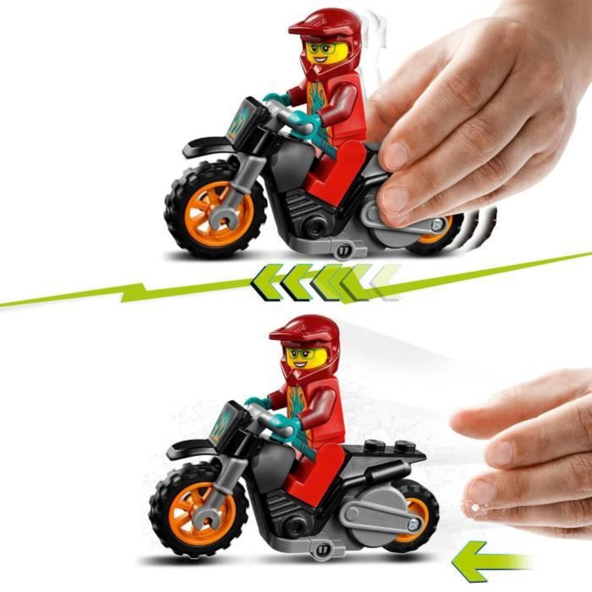 Lego 60311 city stuntz la moto de cascade de feu a rétrofriction avec  minifigure cascadeur jouet pour enfants des 5 ans - La Poste