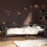 vidaXL Cadre de lit Gris foncé Bois de pin massif 90x200 cm