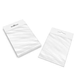 Lot de 100 92x92 mm sac transparent cellophane avec dispositif d'accrochage en rayon - 100